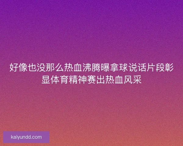 好像也没那么热血沸腾曝拿球说话片段彰显体育精神赛出热血风采 好像也没那么热血沸腾曝拿球说话片段彰显体育精神赛出热血风采